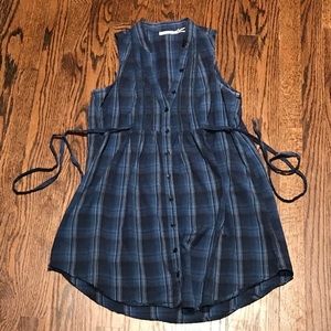 🍒Anthro Kimchi Blue Plaid Shirtdress